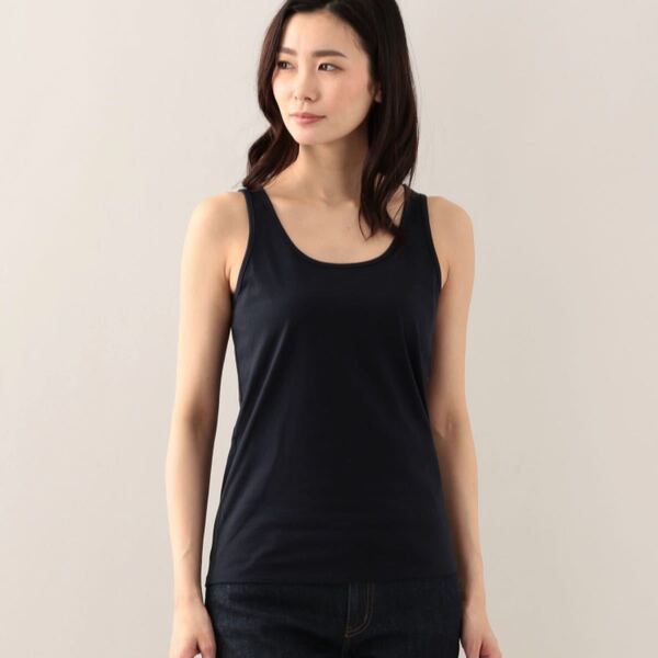 【AMACA】 新品 未使用 ギザミックス天竺 タンクトップ ネイビー