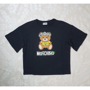 【新品・未使用】MOSCHINO KIDS ロゴTOYフラワーTシャツ 黒　12Y　HDM03QLBA00