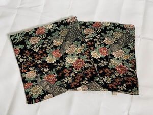 美品　ちりめんの風呂敷同柄2枚セット　むす美　レーヨン100％　鳳凰や牡丹の花の吉祥紋様　日本製　ふろしき　リメイクにも