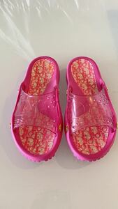 Dior Dior neon pink beach sandals slippers new goods 