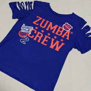 #PV11 ZUMBA ズンバ レディース フリーサイズ M L 半袖 Tシャツ カットソー 青 ブルー ダンス トップス 練習着