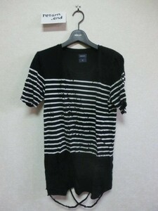 MIHARAYASUHIRO Tシャツ M ダメージ加工 ボーダー ミハラヤスヒロ