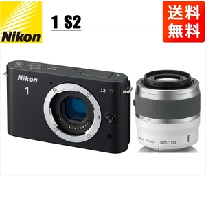 ニコン Nikon J2 ブラックボディ 30-110mm ホワイト 望遠 レンズセット ミラーレス一眼 カメラ 中古