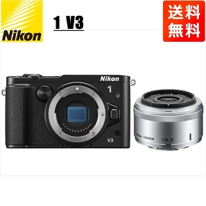 ニコン Nikon V3 ブラックボディ 18.5mm 1.8 シルバー 単焦点 レンズセット ミラーレス一眼 カメラ 中古