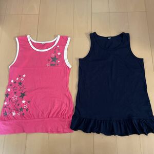  free shipping tank top no sleeve 130cm 2 pieces set pink navy blue color postage included 