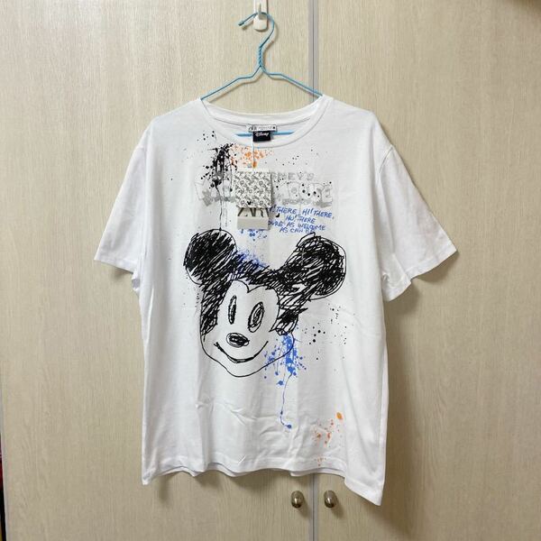 新品　ZARA 落書き　ミッキー　半袖　Tシャツ　M ペイント　ディズニー