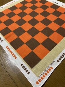  dead stock NOS orange / Brown vintage CHESS CHECKERS hard-to-find USA made Vintage bandana RN14193 B06152