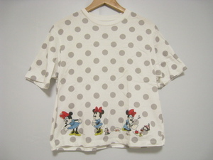 UNIQLO ユニクロ 半袖 Ｔシャツ ホワイト×グレー 白×灰色 Ｍサイズ ドット柄 ディズニー Disney