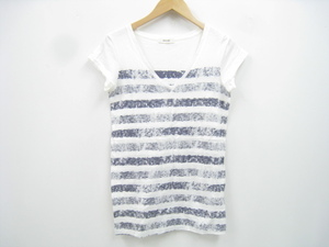 d'un a dix hole tisV neck border short sleeves cut and sewn T-shirt white × purple series 38