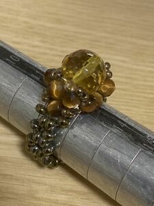  hand made natural stone ring ( citrine ) size approximately 15~16 number S