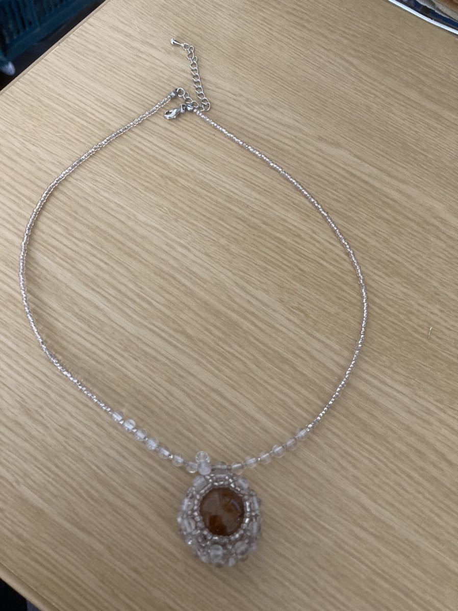 Handmade natural stone rutilated quartz necklace Size: approx. 45cm (adjuster approx. 5cm) R, Handmade, Accessories (for women), necklace, pendant, choker