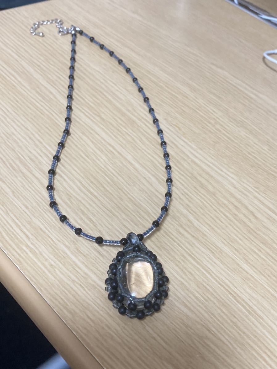 Handmade natural stone rutilated quartz necklace (slightly needle-filled) Size: Approx. 40 cm (Adjuster: Approx. 5 cm) F, Handmade, Accessories (for women), necklace, pendant, choker