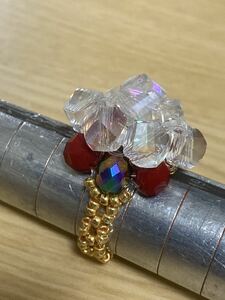  hand made karaoke for beads ring color crystal AB ring size approximately 15~18 number f