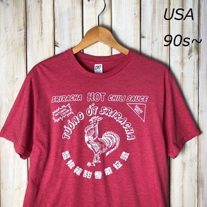 T●245 USA古着 90s～ 企業物 チリソース Tシャツ M 赤 オールド ヴィンテージ アメリカ古着　調味料 Optima
