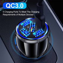 最新15A QC3.0 5ポート 多機能充電 カーチャージャー シガーソケット 白 USB 車載充電器 Quick Charge XZ/XZ2 Galaxy S9/S8 GoPro Hero_画像6
