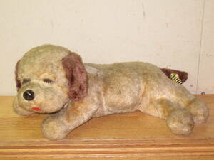 ジャンク品 寝そべる犬のおもちゃ 長さ29.5cm メーカー不明 昭和レトロ レトロ玩具 ぬいぐるみ