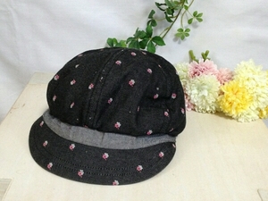 ◆ハヤシ帽子 日本製◆花柄の可愛いキャスケット◆48cm◆