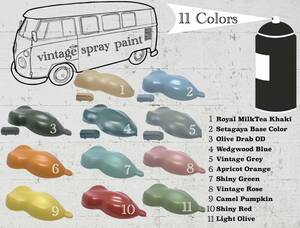  Vintage retro military matted spray paints [NOS Paint] [11 color ] virtue for 5ps.@set car / bike painting delustering car Be Schic sombreness color 