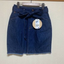 USA COTTON デニムスカート（タックリボン）　earth music＆ecology M インディゴ 【MA-945】_画像1