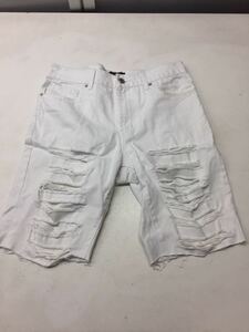  free shipping * damage Denim shorts *FOREVER21 MEN* white white * men's *30*#30628mtj51