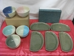 陶器製　和食器2点（たち吉・泰泉窯）未使用　箱付　検　陶芸　工芸品　キッチン、食器　丼　平皿