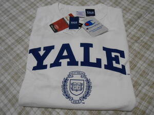 新品！USA製！チャンピオン　ヘビーウエイト　T1011　ロングTシャツ　YALE　染み込み　両面プリント　白　M　リバース　アメリカ製