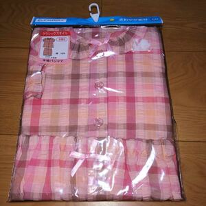 新品 ELFIN DOLL チェック柄 前開き 半袖 3分丈パンツ パジャマ 上下セット 80㎝ ピンク色 女の子 さわやか素材