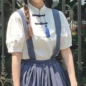 チャイナ ブラウス シャツ タッセル チャイナボタン 漢服 華流 中国 ロリータ