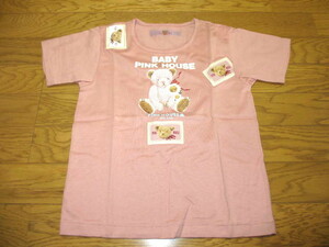  baby pink house silver chewing gum .. print short sleeves T-shirt pink M largish 110. not yet have on goods 