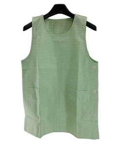 CH2220* new goods nurse nursing nursing child care silver chewing gum check Ran type apron small of the back button 2 pocket free size mint green postage 200 jpy 