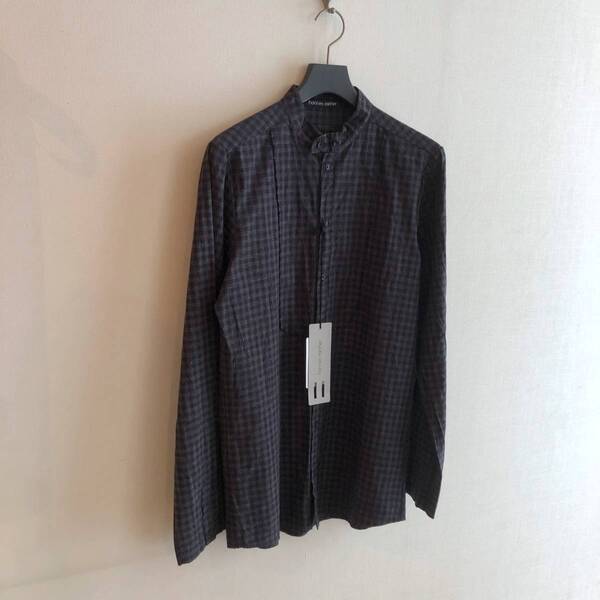 新品 hannes roether ハネスルーザー バンドカラー チェックシャツ ドイツ