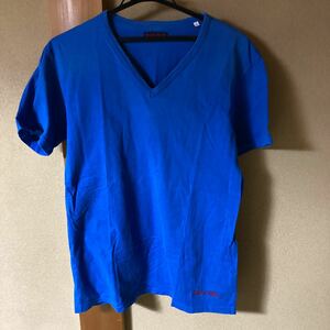 BLUEBLUE Vネック Tシャツ サイズ2 ブルー 日本製 ブルーブルー 聖林公司