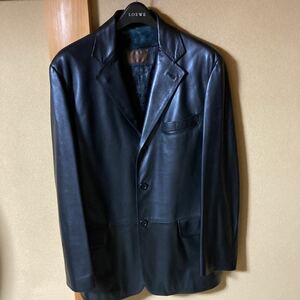 Loewe Loewe Кожаная кожаная кожаная куртка Blouson Size 48 Black Beautiful Product Beautiful Properse с Испанией