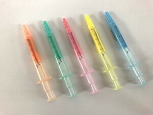 注射器型 蛍光マーカー 5色セット（グリーン、オレンジ、ブルー、ピンク、イエロー）TF
