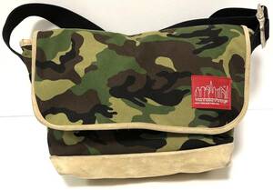  Manhattan Poe te-ji messenger bag suede M duck N camouflage pattern Contrast 215262 suede accessory equipped buckle 