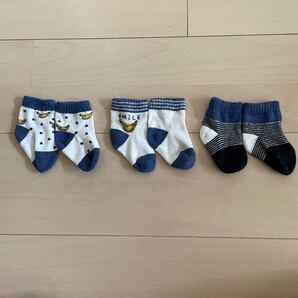 ベビー靴下 3足セット バナナ ストライプ ショートソックス キッズ靴下 西松屋