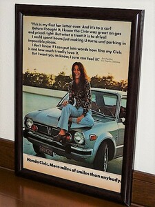 1974 year USA foreign book magazine advertisement frame goods Honda Civic Honda Civic ( A4size*A4 size )