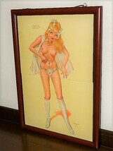 1969年 USA '60s 洋書雑誌 イラスト ピンナップ 額装品 Vargas Girl バーガス ガール ( A3size・雑誌見開きサイズ ) _画像1