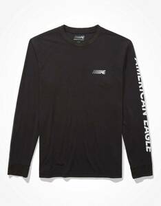 * AE アメリカンイーグル ロンT AE 24/7 Active Long-Sleeve Graphic T-Shirt T Black / M 長袖Ｔ*