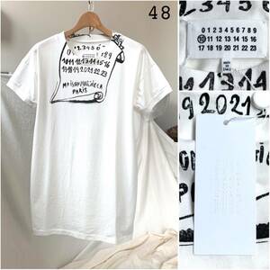 新品 2021SS メゾンマルジェラ スクロール ロゴ カレンダータグ 半袖 Tシャツ 48 定4.62万 メンズ Maison Margiela マルジェラ