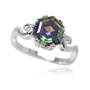  remainder 1 point * new goods * free shipping finest quality. excellent article 10 number Mystic topaz CZ diamond ring zirconia lady's accessory limitation silver 