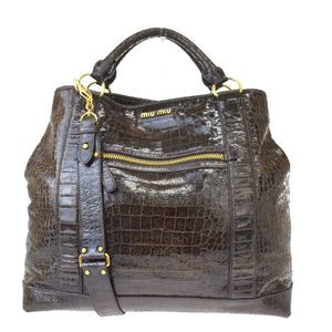[Used] Miu Miu handbag shoulder 2WAY crocodile embossed brown leather 05MH780 only, Miu Miu, bag, bag