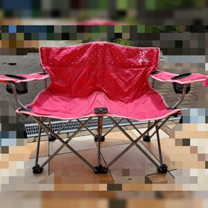 【ディズニー】折りたたみ椅子 アウトドア ツインチェア 二人掛け ピンク