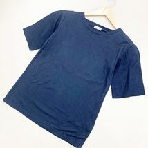 マーガレットハウエル MargaretHowell MHL. 半袖Tシャツ 濃紺 ネイビー 袖麻素材 リネン 細身 レディース Ⅱサイズ■FD34_画像1