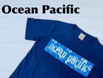 ☆送料無料☆ Ocean Pacific オーシャンパシフィック 古着 半袖 ロゴプリント Tシャツ メンズ XL ネイビー トップス 中古 即決_画像1