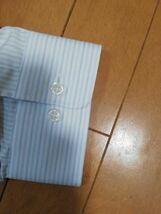 メンズ　長袖　ワイシャツ　4LB　ストライプ柄　ホワイト×グレー×水色 【MAA-1598】_画像4
