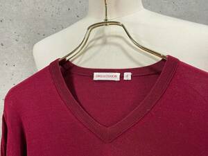  rare { DRESSTERIOR / Cotton 100% } beautiful goods [ Dress Terior bordeaux cotton 100% cotton V neck knitted S ]