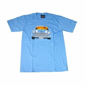 ミニクーパー 車好き 夏 サーフ系 ストリート系 おもしろTシャツ メンズTシャツ 半袖 水色 ★N270XL