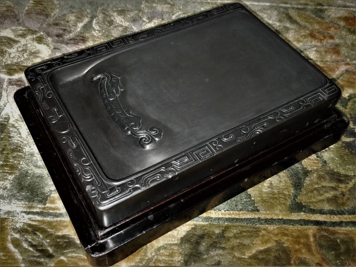 梅 書道硯 文房四宝 すずり 木箱付き12-17cmx15cm 端渓硯|PayPayフリマ
