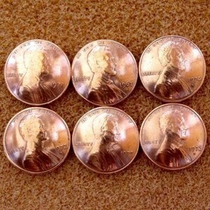 ＊コンチョ ループ式　６個セット　アメリカ 1セント リンカーン　18.5mm